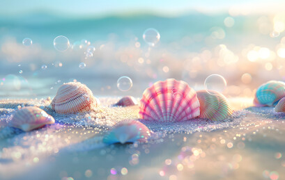 海洋沙滩贝壳唯美场景