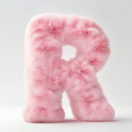 粉色毛绒英文字母R