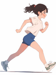 奔跑中的少女，白色背景图，全身像竖构图