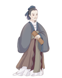 拿着书卷的孟子古人插画