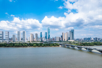 中国长沙城市CBD建筑航拍