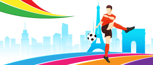 2024巴黎奥运会中国运动员人物矢量插画