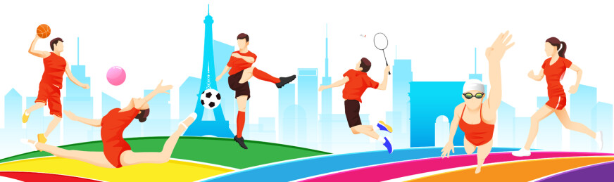 2024巴黎奥运会中国运动员人物矢量插画