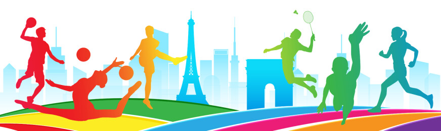 2024巴黎奥运会中国运动员人物矢量插画