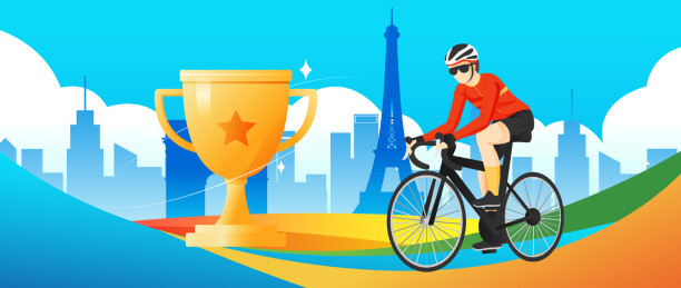 2024巴黎奥运会中国运动员人物矢量插画