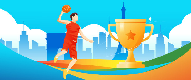 2024巴黎奥运会中国运动员人物矢量插画