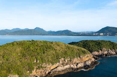 航拍万宁石梅湾浮潜地加井岛