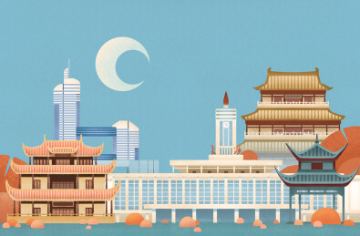 湖南省长沙地标天心阁火车站杜甫江阁爱晚亭