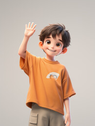 3D打招呼的卡通男生