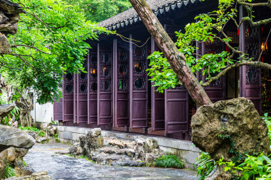 中国江苏苏州园林留园夏季风光