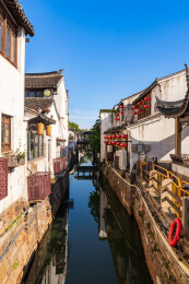 江苏省苏州市著名景点七里山塘夏季风光