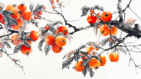 水墨画 枇杷