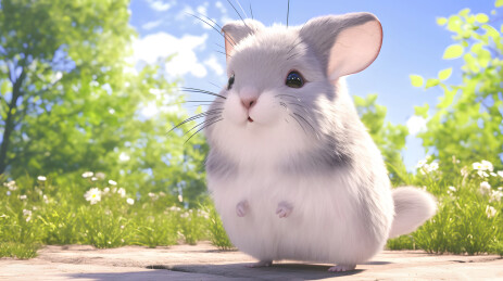 草地上开心的龙猫