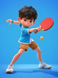 3D体育运动乒乓球主题人物插画