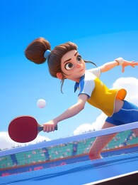 3D体育运动乒乓球主题人物插画