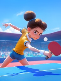 3D体育运动乒乓球主题人物插画