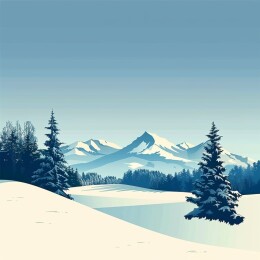 雪域探秘雪山之巅宁静之旅冬日仙雪景插画