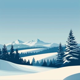 雪域探秘雪山之巅宁静之旅冬日仙雪景插画