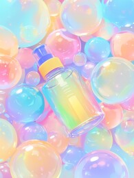彩色泡泡中的小空瓶