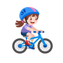 扁平风骑自行车的小女孩儿童单车