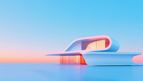 现代几何建筑装饰设计抽象三维商业结构背景