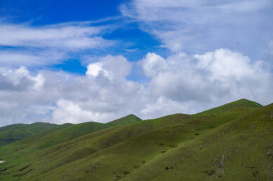 朵朵白云和高山草场