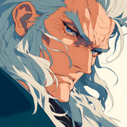 复古日漫风格插画老头