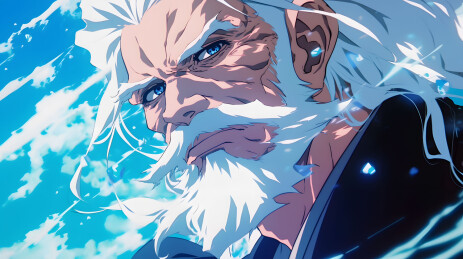 复古日漫风格插画老头