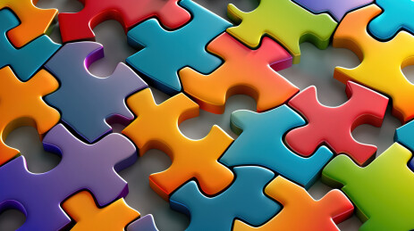 彩色拼图的全帧拍摄