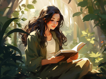 认真看书的女孩