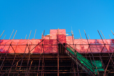 中山公园内的古建维修围挡