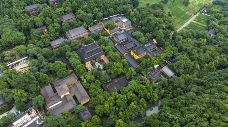 杭州灵隐景区灵隐寺航拍