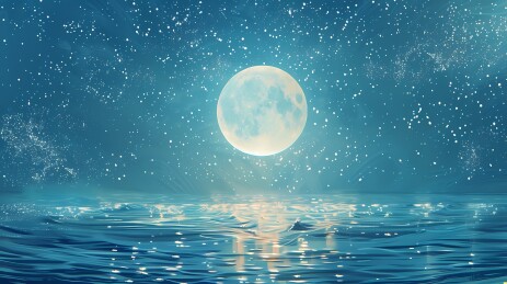 紫色海上明月插画海报背景
