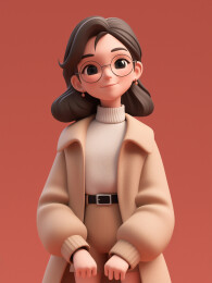 身穿秋冬棕色大衣的商务女士
