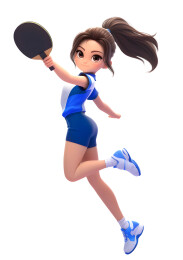 3D卡通女孩打乒乓球