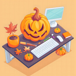 办公桌上的南瓜头