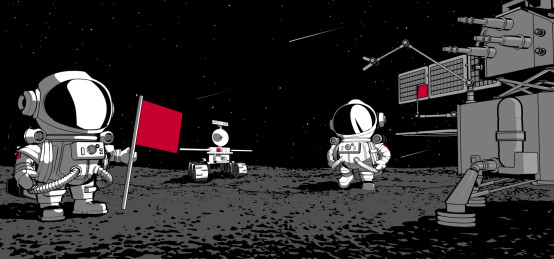 登月 宇航员 月球车 