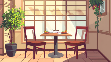 卡通房间桌椅插画