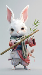 吹笛子的兔子3D卡通
