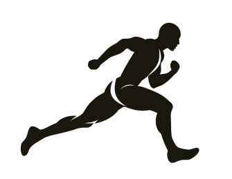 一个男性赛跑田径运动员跑步