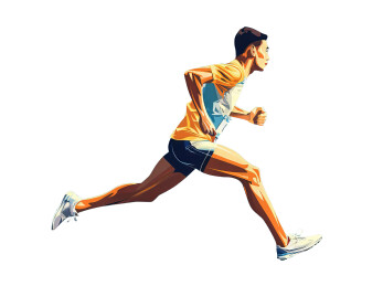 一个男性赛跑田径运动员跑步