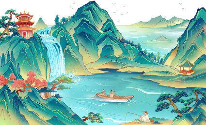 山水风景插画
