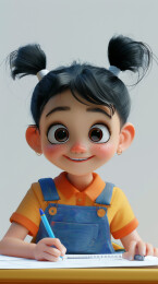 写作业的女孩插图