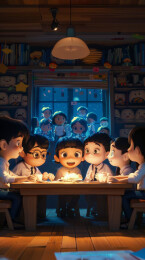 学生集体3D插图
