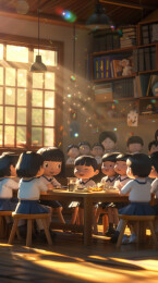 学生集体3D插图