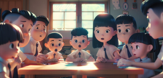 学生集体3D插图