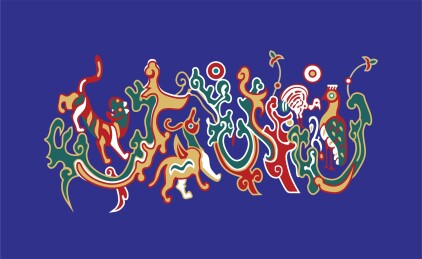 东汉五星出东方利中国纹样手绘矢量图