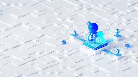 客户人员团队3D立体蓝色科技感海报