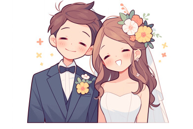 婚礼上结婚的新郎新娘