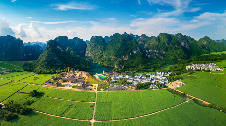广西龙州县天琴古寨风景区唯美风景